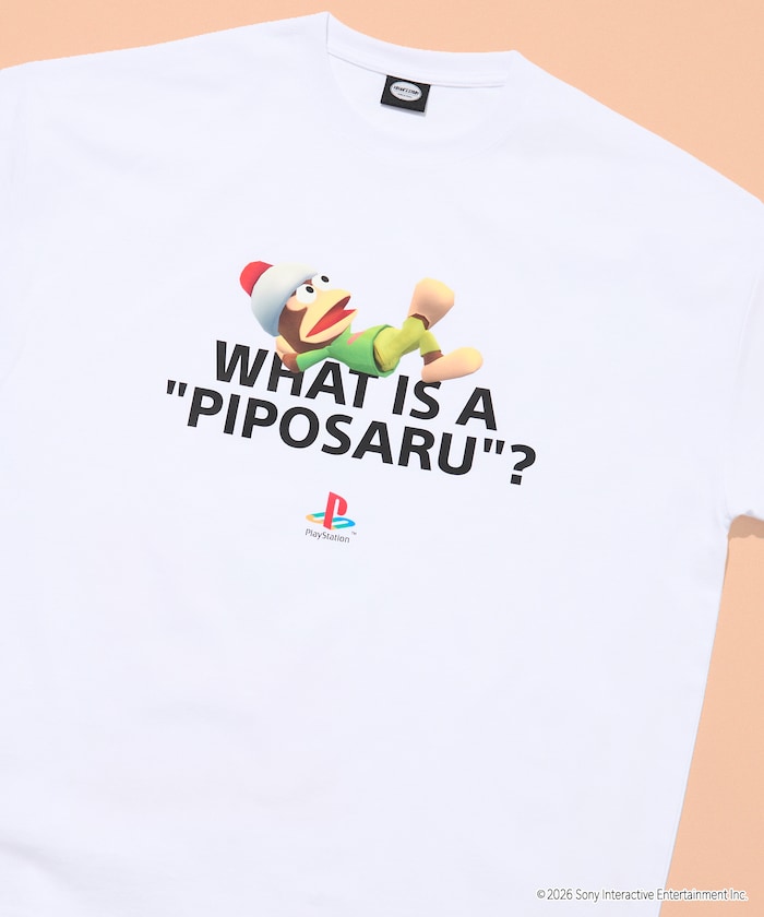 ビッグシルエット クルーネック プリントTシャツ/PlayStation サルゲッチュ/WHAT IS A PIPOSARU 【限定展開】