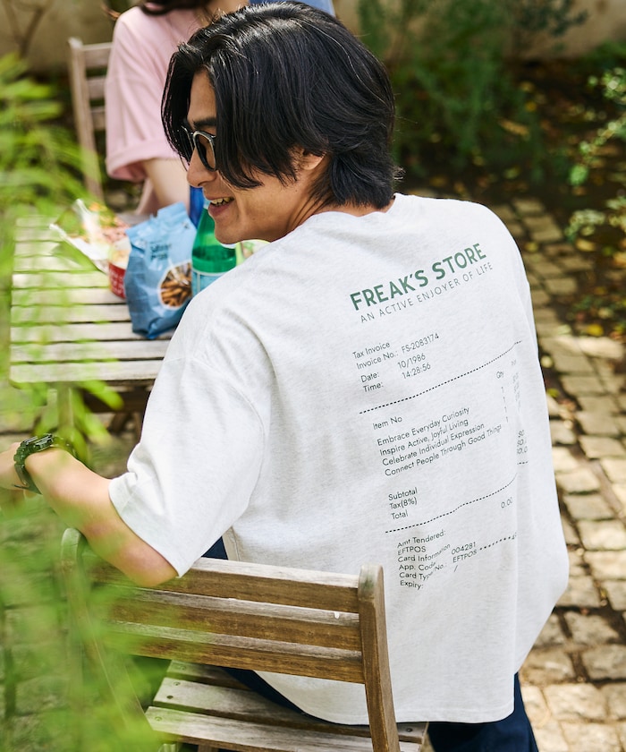 ビッグシルエット レシートモチーフ バックプリント Tシャツ 【限定展開】