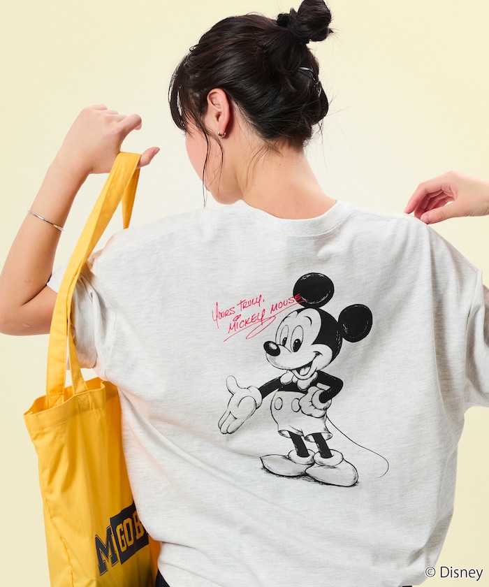 限定展開 DISNEY 別注 ディズニー ミッキーマウス バックプリント クルーネックTシャツ