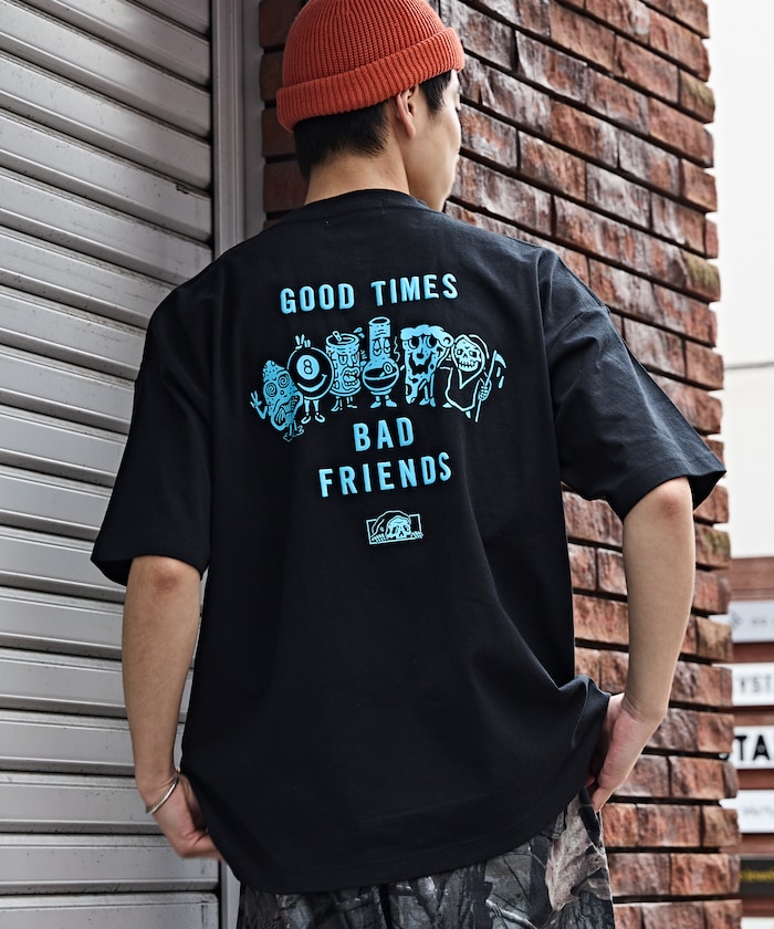 限定展開 LURKING CLASS×FREAK'S STORE 別注 ヴィンテージ加工 プリント Tシャツ  GOOD TIMES BAD FRND TEE