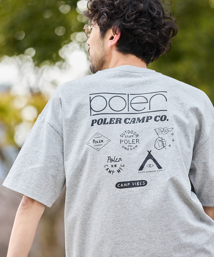 POLeR×FREAK'S STORE 別注 ビッグシルエット マルチロゴデザイン  バックプリント Tシャツ 【限定展開】