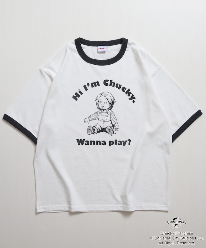 『Child's Play/チャイルド・プレイ』 ビッグシルエット プリント  クルーネック リンガーTシャツ / CHUCKY 【限定展開】