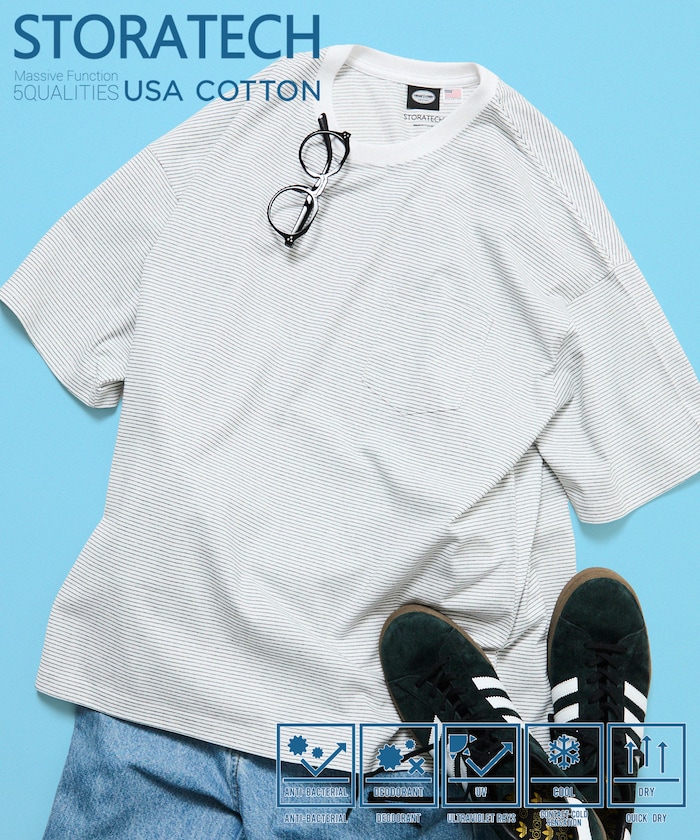 STORATECH/ストラテック ビッグシルエット ポケットTシャツ/抗菌/防臭/制菌/UVカット/接触冷感/吸水速乾 【限定展開】