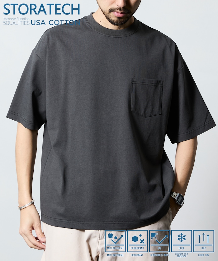 STORATECH/ストラテック ワイドシルエット クルーネックTシャツ/抗菌/防臭/制菌/UVカット/接触冷感/吸水速乾 【限定展開】