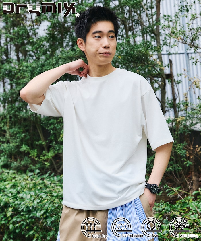 限定展開 Drymix(R) ドライミックス リラックスフィット クルーネック ソリッドTシャツ 速乾 UVカット