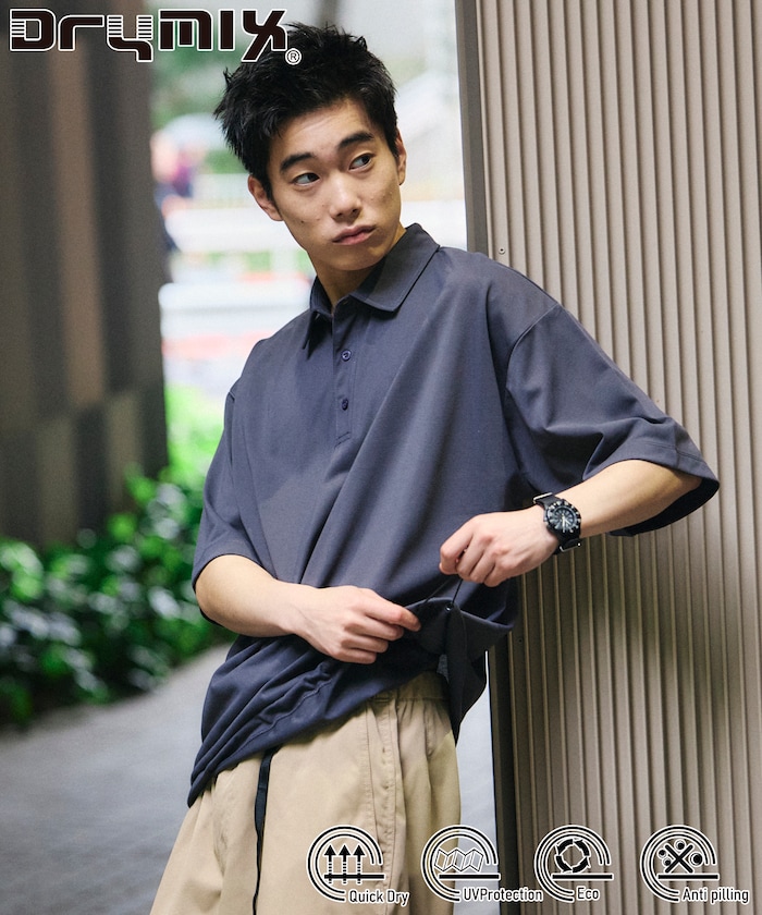 限定展開 Drymix(R) ドライミックス リラックスフィット ヘムコード ポロシャツ 速乾 UVカット