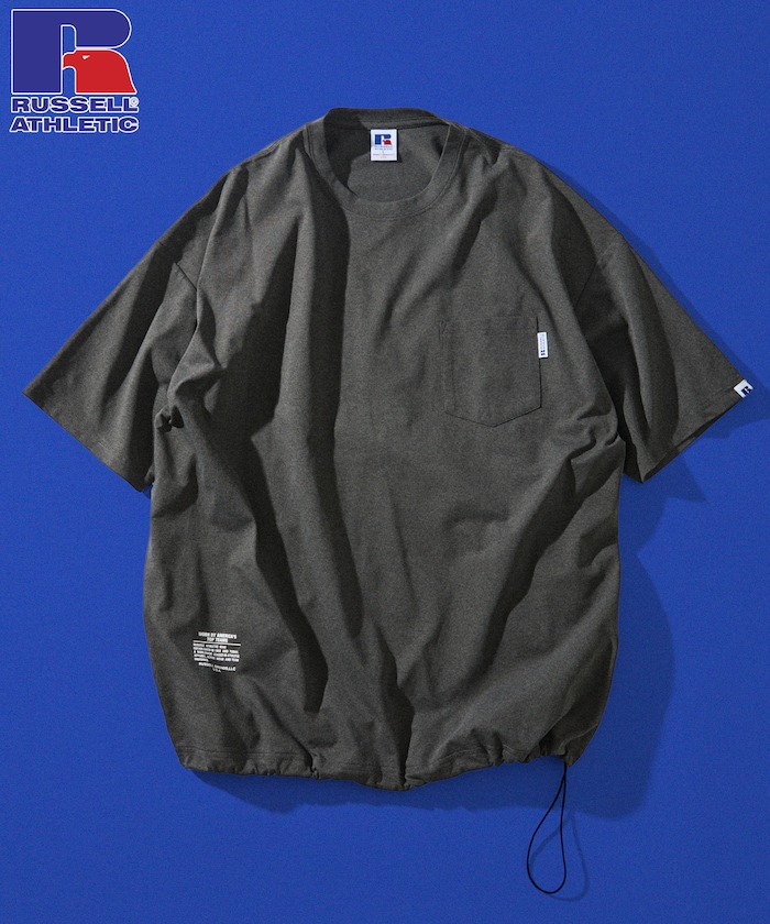RUSSEL ATHLETIC×FREAK'S STORE 別注 ビッグシルエット ヘムコード ポケットTシャツ / 吸湿速乾 【限定展開】