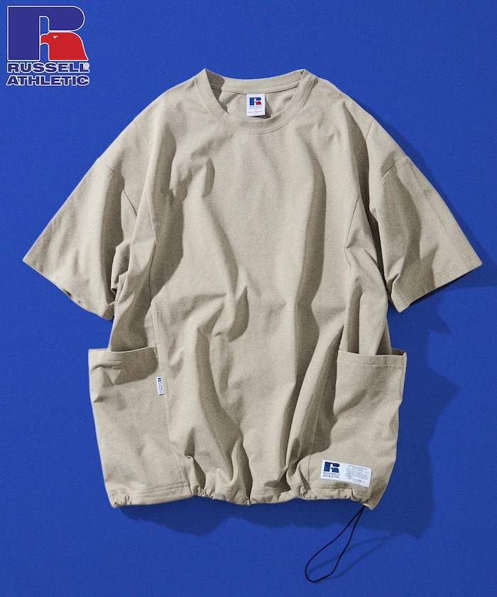 RUSSEL ATHLETIC×FREAK'S STORE 別注 ビッグシルエット ヘムコード サイドポケット Tシャツ 【限定展開】