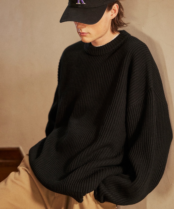 FREAK'S STOREのビッグシルエット 畔編み クルーネックニット/ルーズフィット【限定展開】