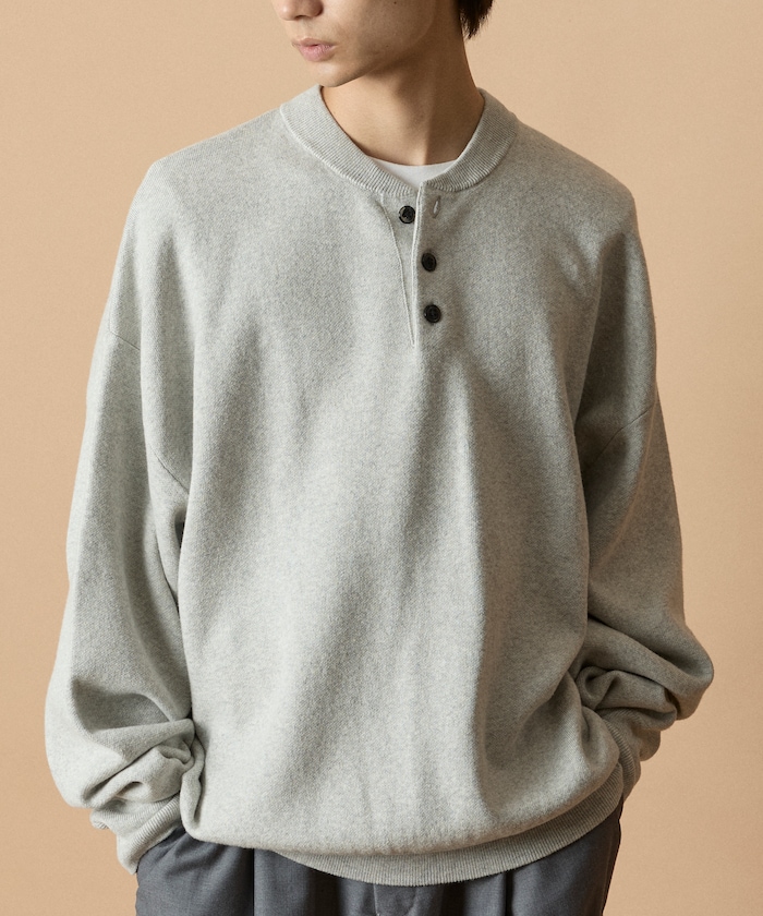 【FREAK'S STORE】 Relax Fit リラックスフィット スウェットライク ヘンリーネック ニット 【限定展開】 male 【FREAK'S STORE】 Relax Fit リラックスフィット スウェットライク ヘンリーネック ニット 【限定展開】 male