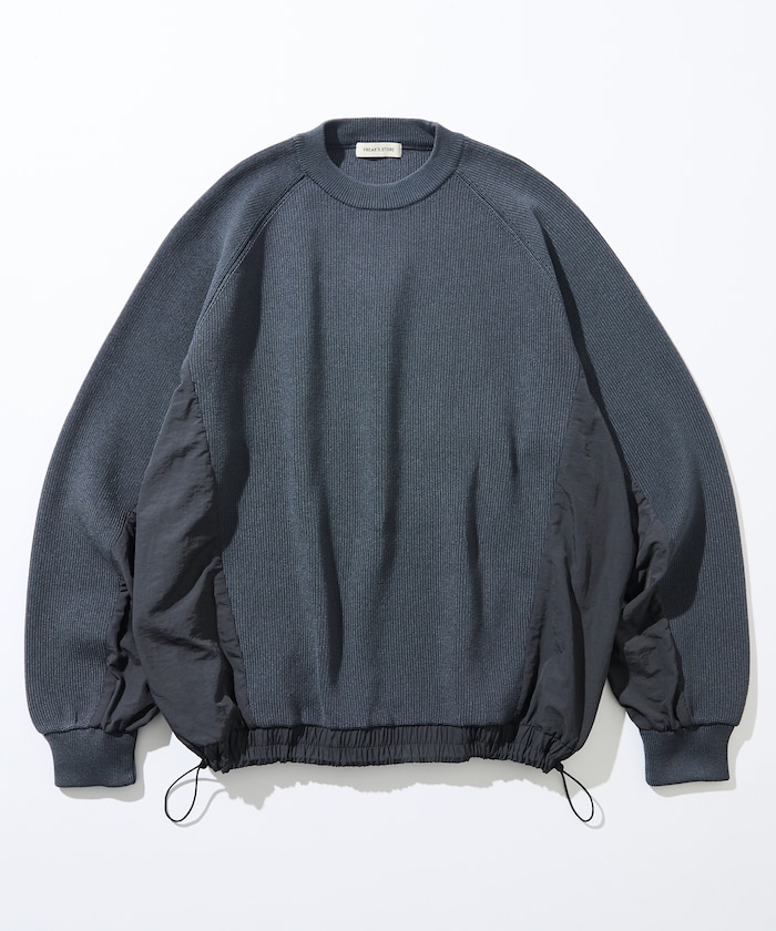 【FREAK'S STORE】 リラックスフィット ナイロン切り替え ドッキング クルーネックニット / ヘムコード 【限定展開】 male 【FREAK'S STORE】 リラックスフィット ナイロン切り替え ドッキング クルーネックニット / ヘムコード 【限定展開】 male