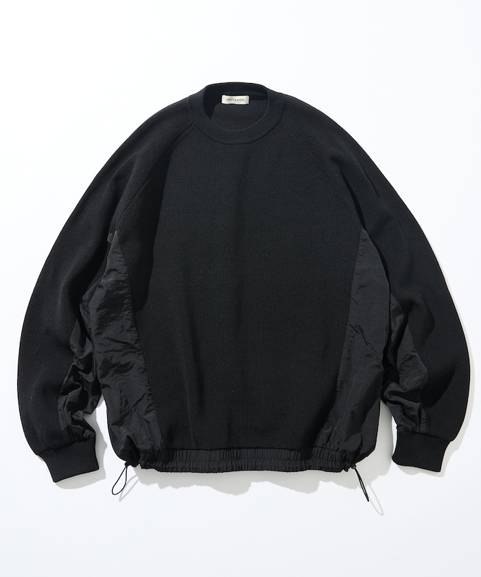 【FREAK'S STORE】 リラックスフィット ナイロン切り替え ドッキング クルーネックニット / ヘムコード 【限定展開】 male 【FREAK'S STORE】 リラックスフィット ナイロン切り替え ドッキング クルーネックニット / ヘムコード 【限定展開】 male