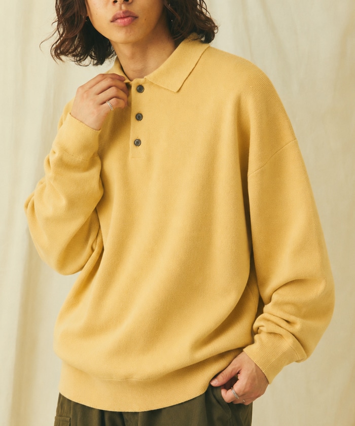 Relax Fit リラックスフィット スウェットライク ポロカラーニット【限定展開】