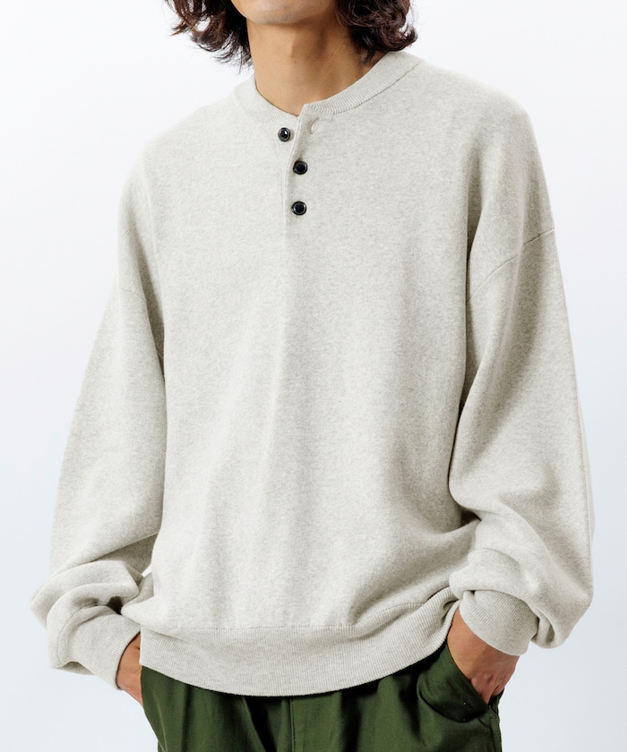 Relax Fit リラックスフィット イージーケア ウォッシャブル ヘンリーネックニット 【限定展開】