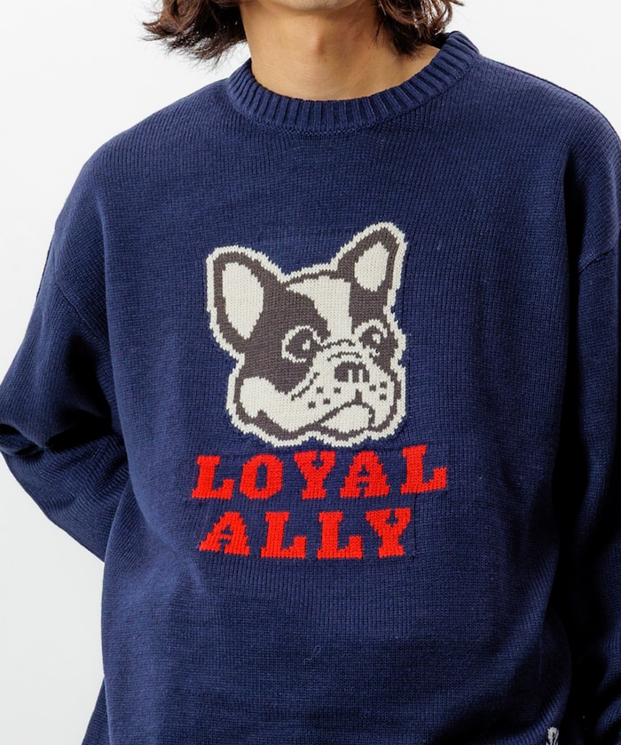 リラックスフィット ジャカード クルーネック ニット / DOG LOYAL ALLY 【限定展開】