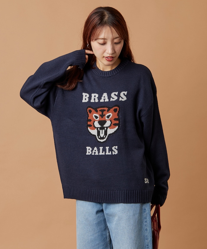 リラックスフィット ジャカード クルーネック ニット / TIGER BRASSBALLS 【限定展開】