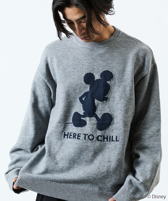 ミッキーマウス / シルエット クルーネック ニット セーター 【限定展開】