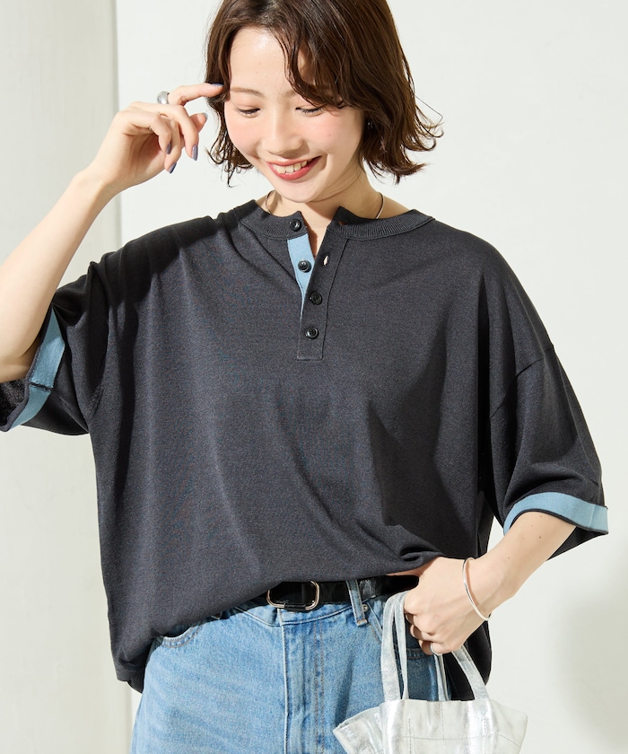 Relax Fit リラックスフィット クールタッチ 配色ヘンリーネック プルオーバー 【限定展開】