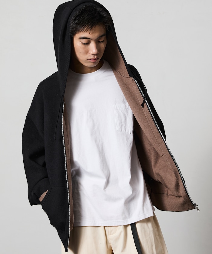 リラックスフィット 接結 ジップアップ ニットパーカー 【限定展開】