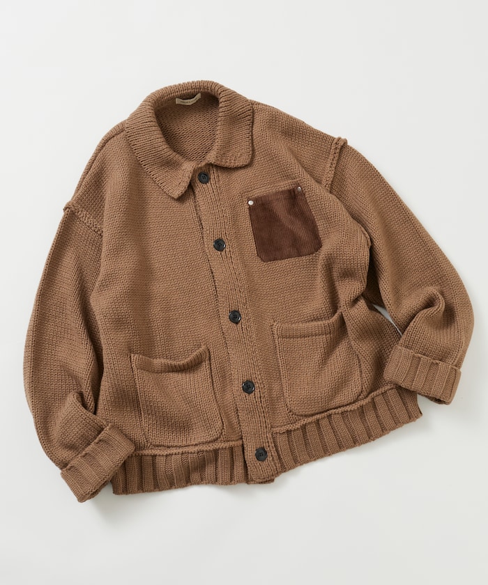 ニット カバーオール ブルゾン / コーデュロイパッチポケット 【限定展開】