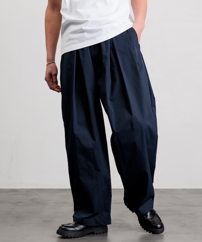 ワイドシルエット ポリチノ タック イージーパンツ 【限定展開】