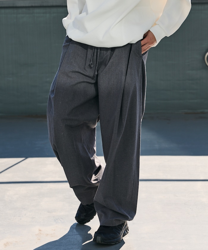 ワイドシルエット リネンミックス タック イージーパンツ 【限定展開】