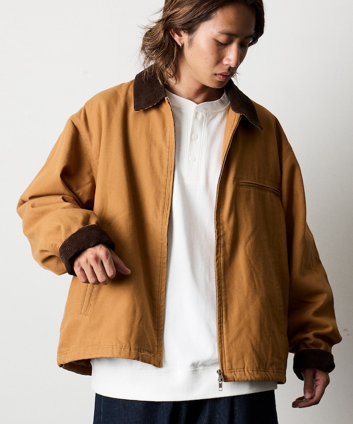 ビッグシルエット コーデュロイ切り替え ダックブルゾン 【限定展開】