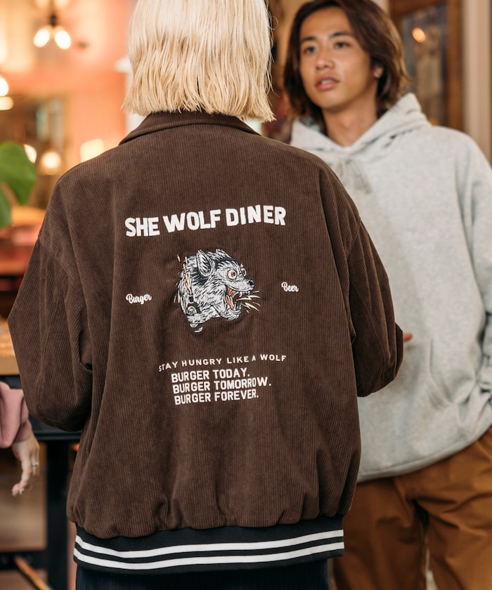 SHE WOLF DINER×FREAK'S STORE/シーウルフダイナー 別注 バック刺繍 コーデュロイブルゾン 【限定展開】