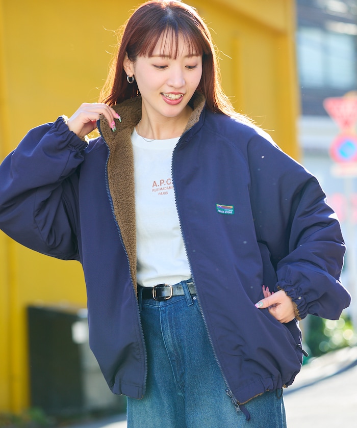 リラックスフィット ナイロンフリース リバーシブル スタンドブルゾン 【限定展開】