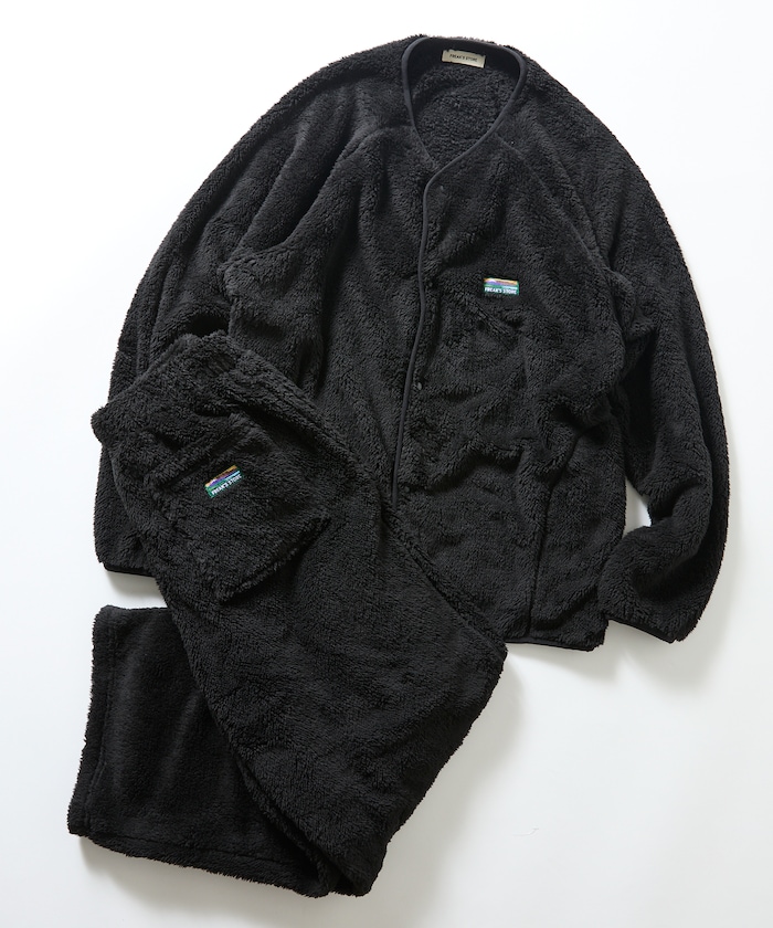 ワンポイントロゴ フリース カーディガン セットアップ / スナップボタン / イージーウエスト 【限定展開】