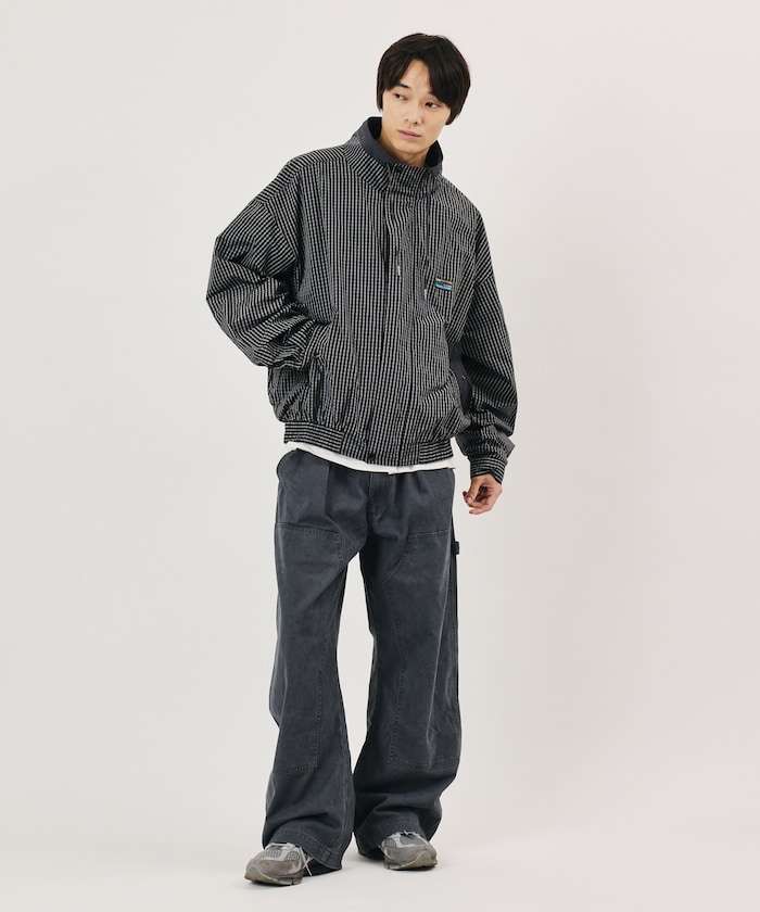 ナイロン チェック スタンドカラー ブルゾン 【限定展開】