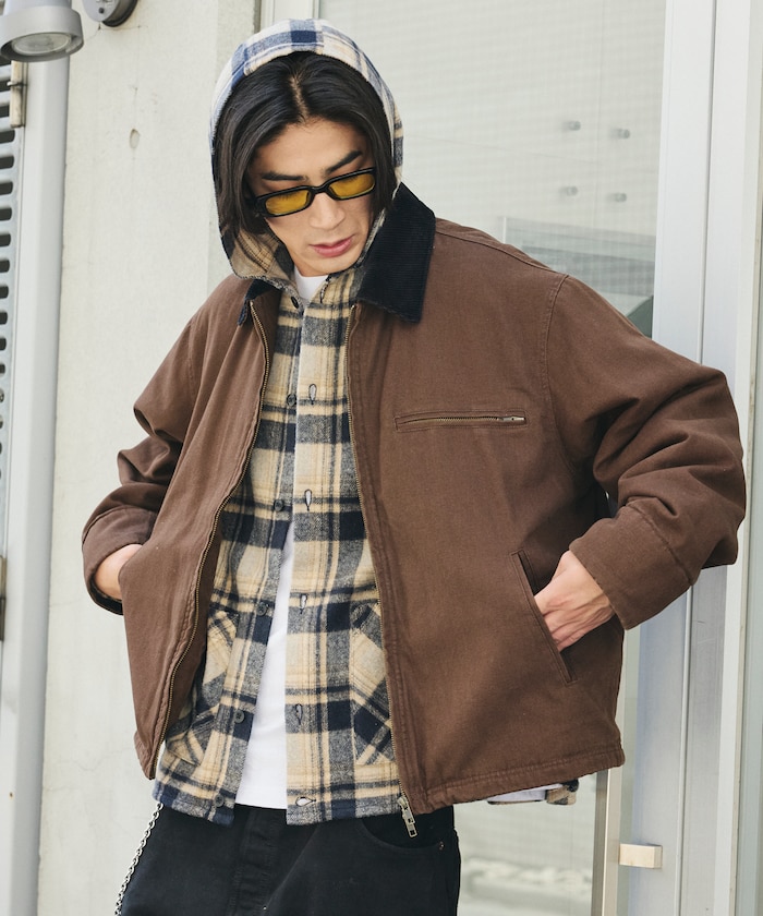 ビッグシルエット コーデュロイ切り替え ダックブルゾン /  キルティング / 中綿 【限定展開】
