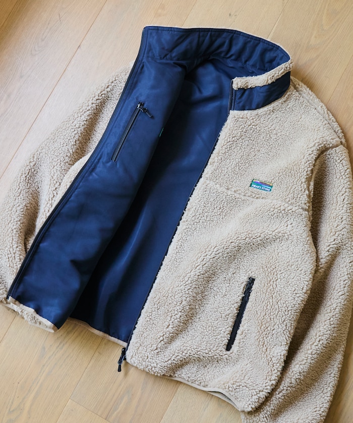 ワンポイントロゴ リバーシブル ボア スタンドブルゾン 【限定展開】