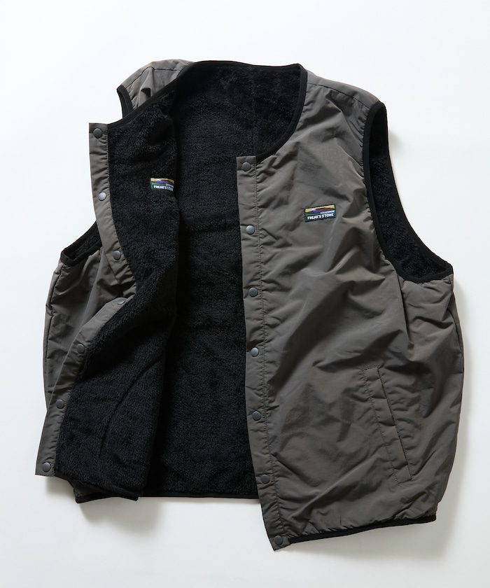 リラックスフィット ナイロン フリース リバーシブル ジップアップベスト 【限定展開】