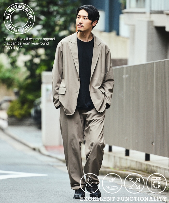 ALL WEATHER ACTIVE WEAR/オールウェザーアクティブウェア リラックスフィット トラベルセットアップ/ジャケット/ワイドパンツ 【限定展開】