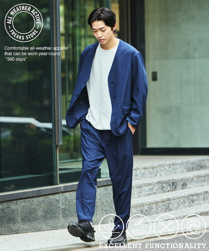 ALL WEATHER ACTIVE WEAR/オールウェザーアクティブウェア リラックスフィット ノーカラージャケットセットアップ/ワイドパンツ 【限定展開】