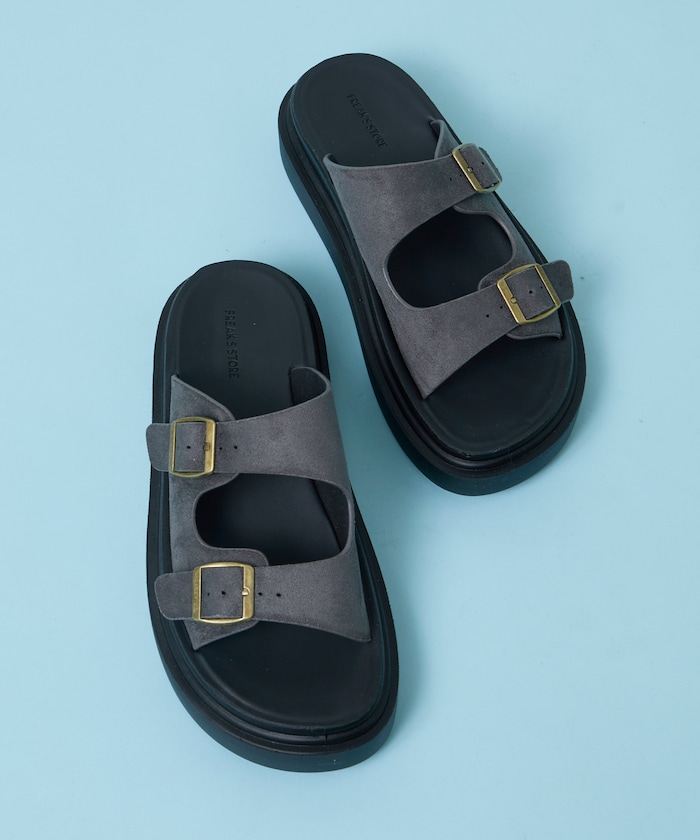 レザレットSW ダブルストラップ スライド サンダル / プラットフォームソール [23~28cm] 【限定展開】