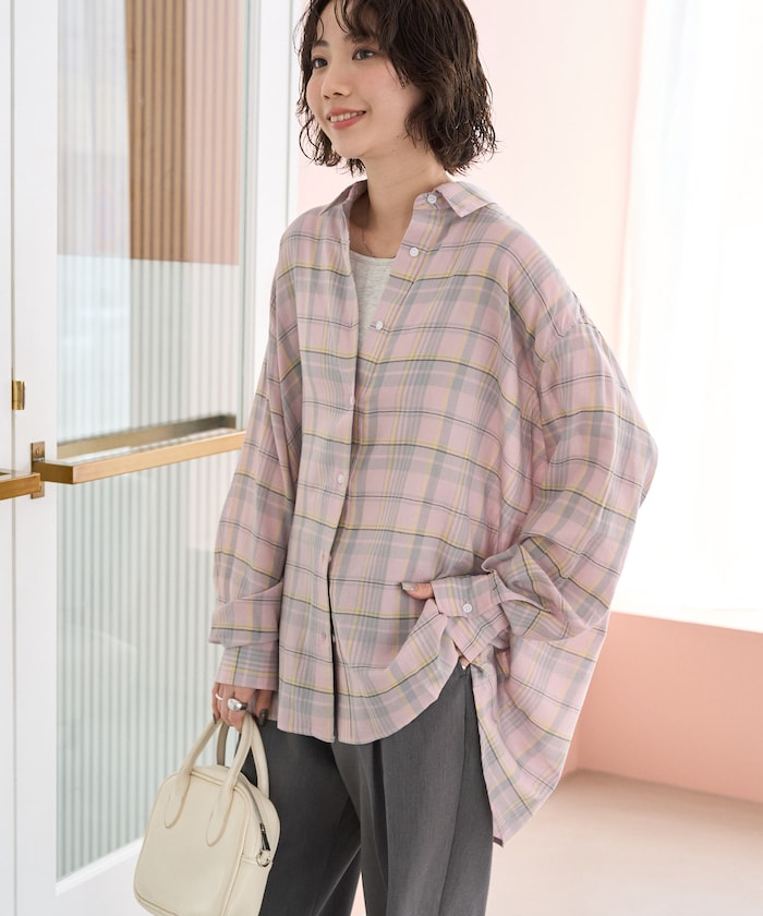 ビッグシルエットチェックボリュームシャツ【限定展開】