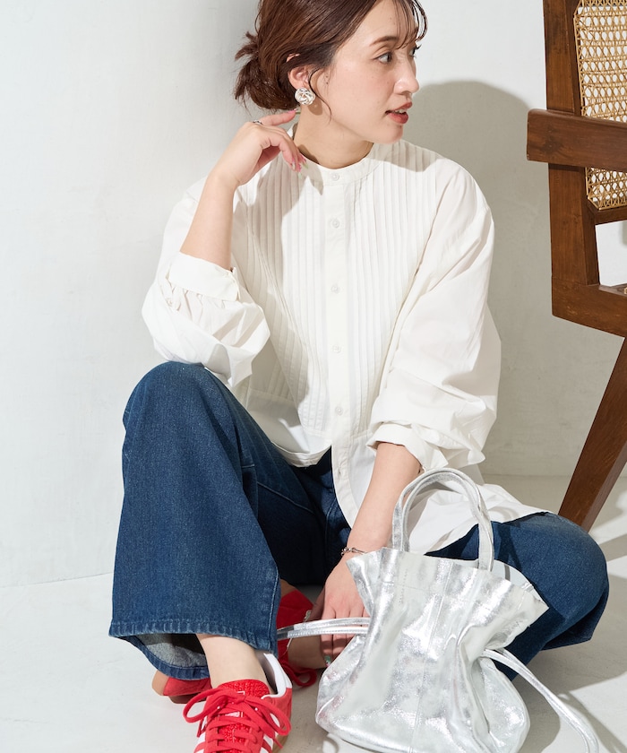 ピンタックオーバーボタンロングスリーブシャツ【限定展開】