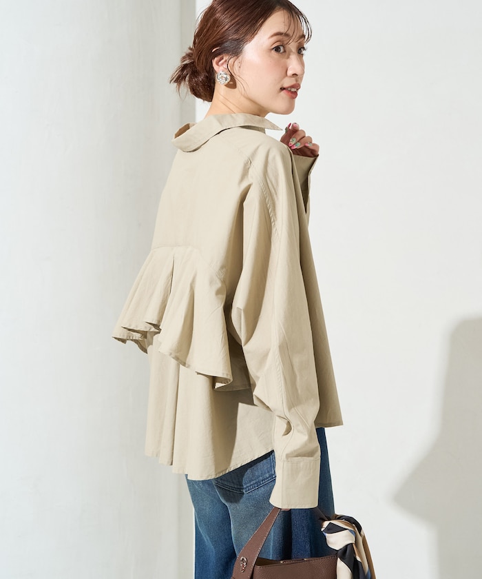 バックフリルショートロングスリーブシャツ【限定展開】