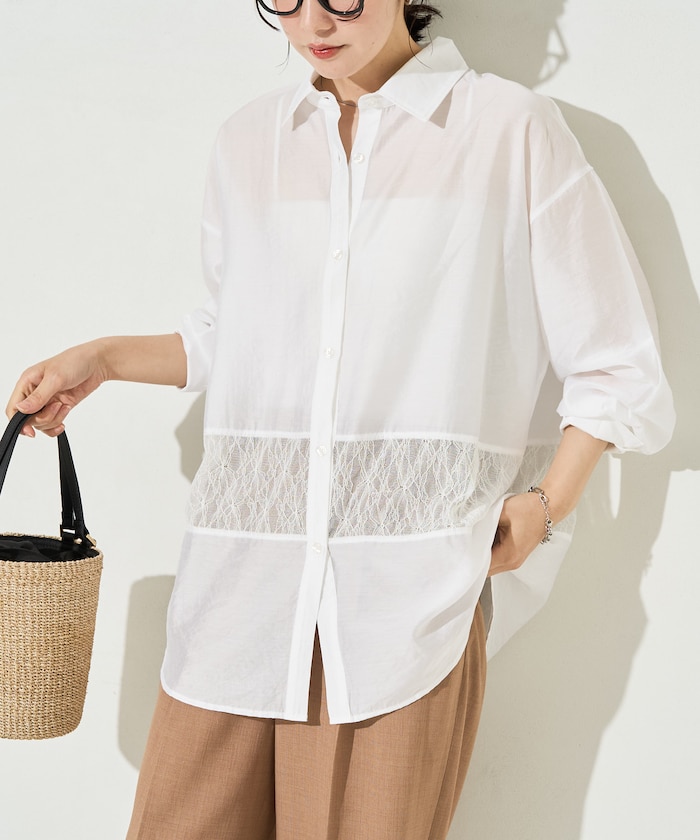 レース 切り替え ルーズ シャツ【限定展開】