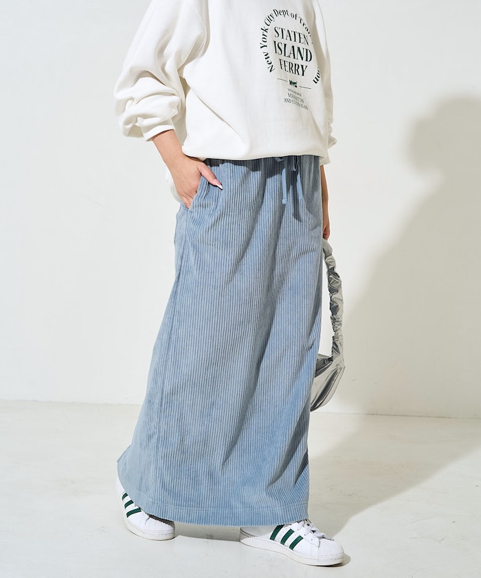 ✨美品✨45R✨コーデュロイ✨イージースカート✨KHAKI FREAK'S STORE/カット コーデュロイ スリット イージー スカート