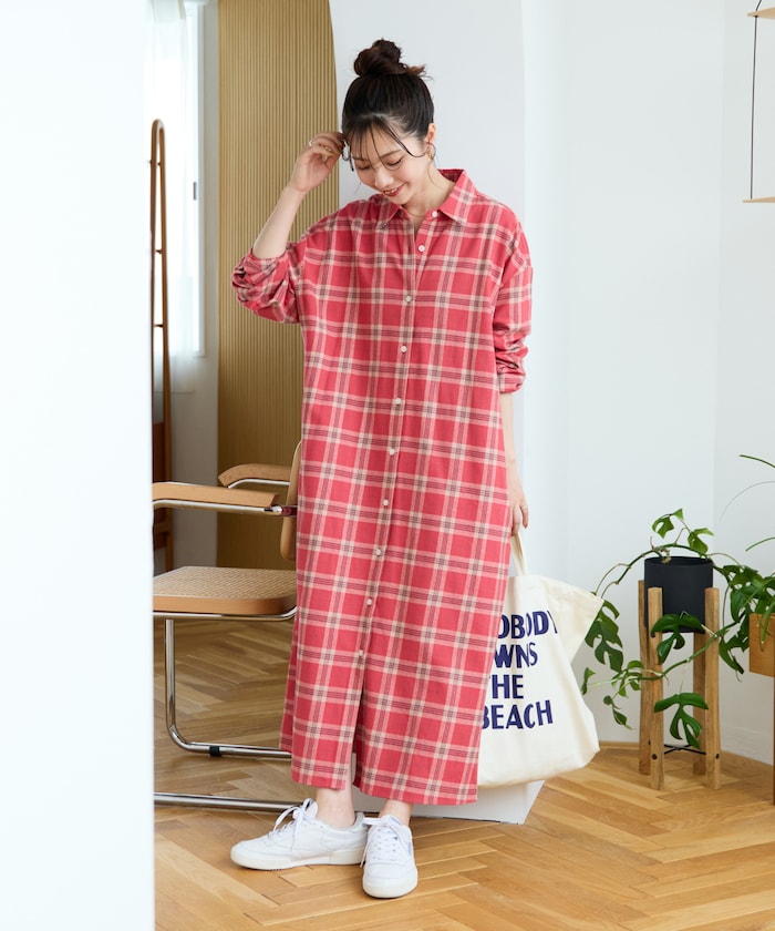 ネル チェック ビックシャツ ワンピース【限定展開】