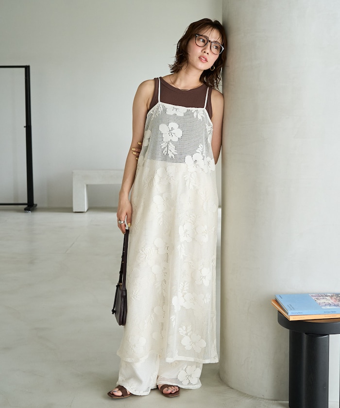 フラワー メッシュ キャミ ワンピース【限定展開】