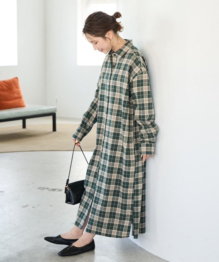 ネルチェック ビッグ シャツ ワンピース【限定展開】