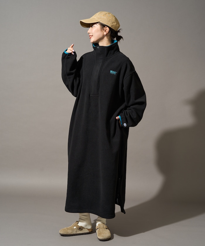 別注 配色 フリース ジップ ワンピース【限定展開】