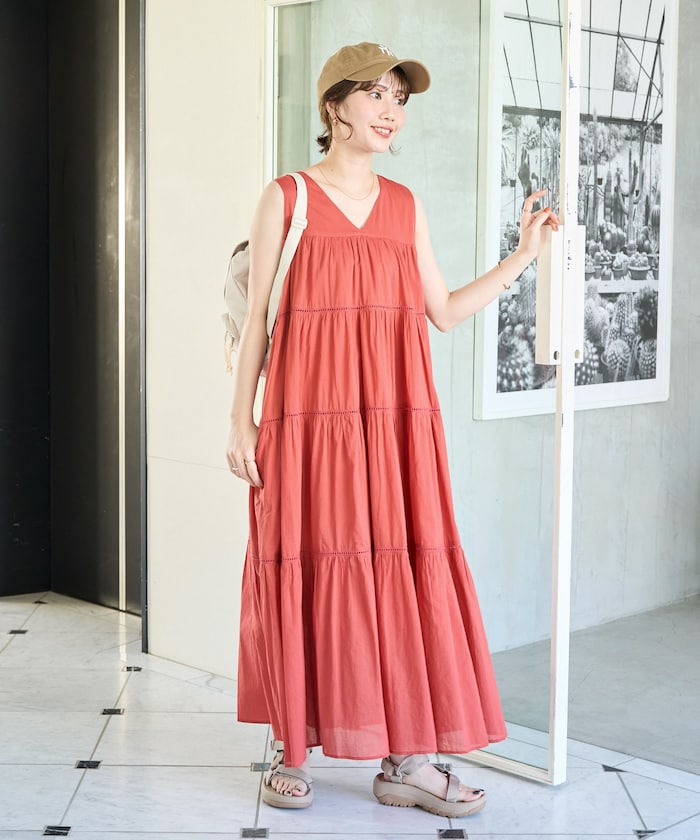 インド ティアード ハシゴレース ノースリーブ ワンピース【限定展開】