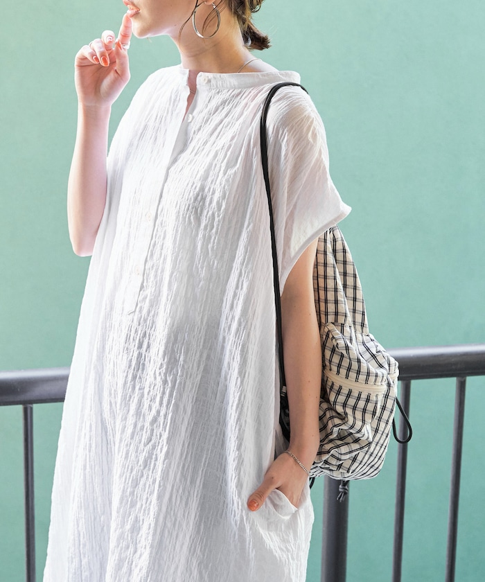 ナチュラル ポコポコ フレンチ スリーブ ワンピース【限定展開】