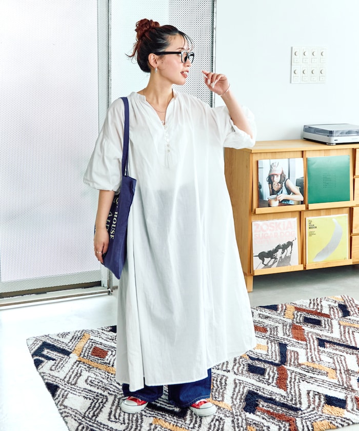 インドボタンスキッパー半袖ワンピース【限定展開】