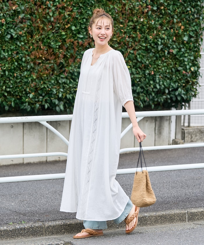 インド モスコットン レース 半袖 ワンピース【限定展開】